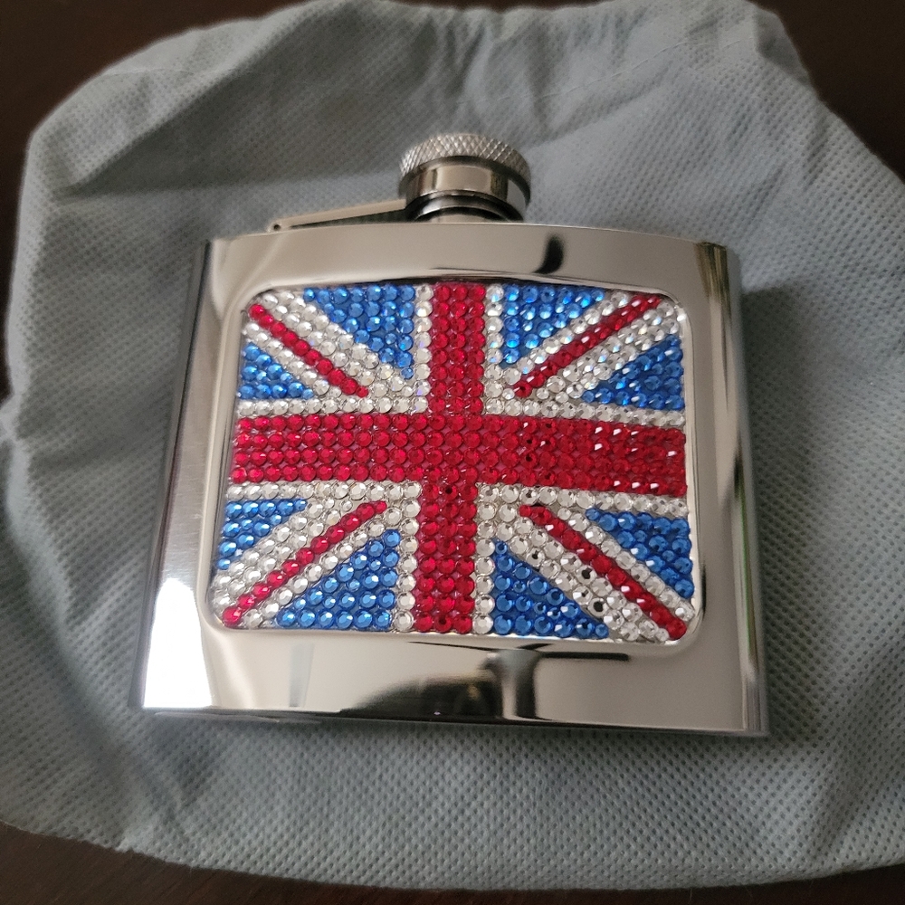 Union Jack Rhinestone Flask ( Father's Day Gift)